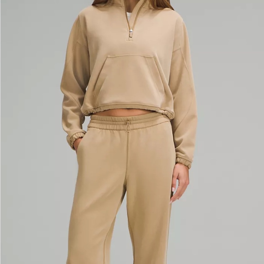 Lululemon Athletica Tan Brushed Softstreme Half Zip